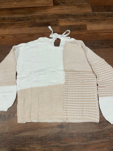 Neutral color-block sweater