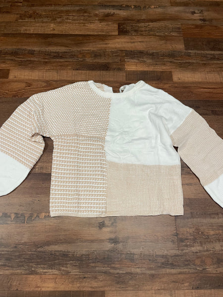 Neutral color-block sweater
