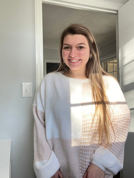 Neutral color-block sweater